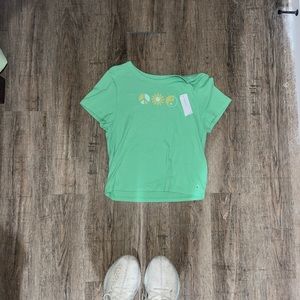 Green decal crop top